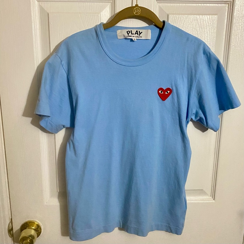 COMME des GARCONS PLAY Red Heart Blue Mens Cotton Tee T-shirt Japan CDG-S